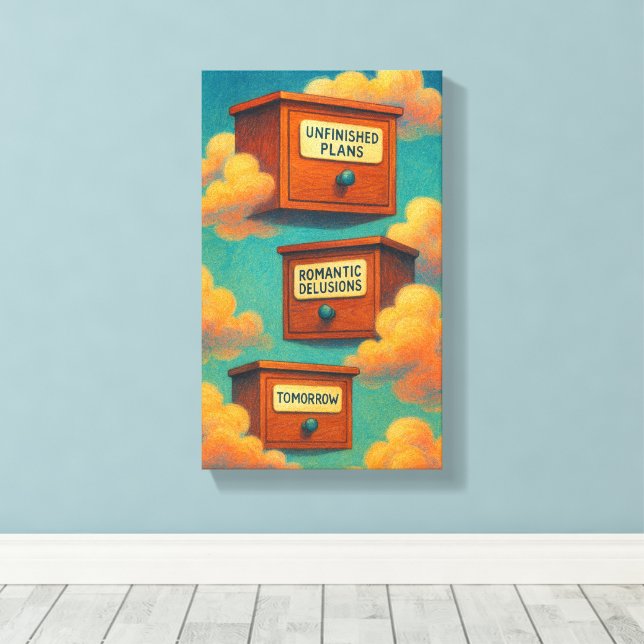 Surreal Floating Cabinet Canvas Wall Art Gift (Insitu(Wood Floor))