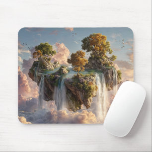 Surreal Floating Cliffs With Waterfalls Mouse Mat