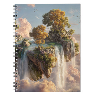 Surreal Floating Cliffs With Waterfalls Notebook