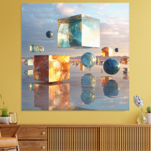 Surreal Floating Cubes And Spheres Canvas Print