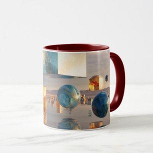 Surreal Floating Cubes And Spheres Mug