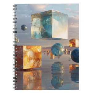 Surreal Floating Cubes And Spheres Notebook