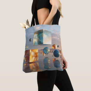 Surreal Floating Cubes And Spheres Tote Bag