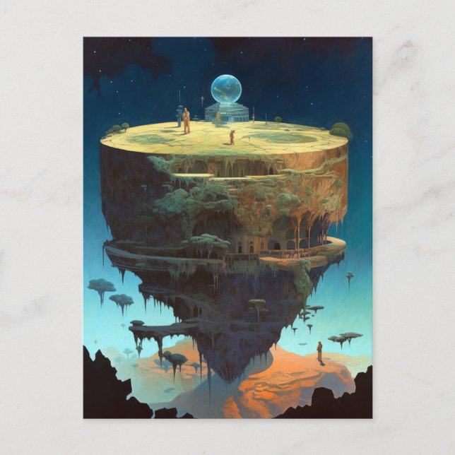 Surreal Floating Island Landscape Fantasy Art Postcard (Front)