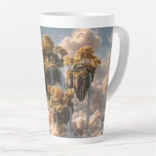 Surreal Floating Islands With Golden Trees Latte Mug