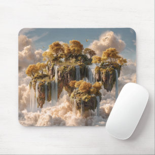 Surreal Floating Islands With Golden Trees Mouse Mat