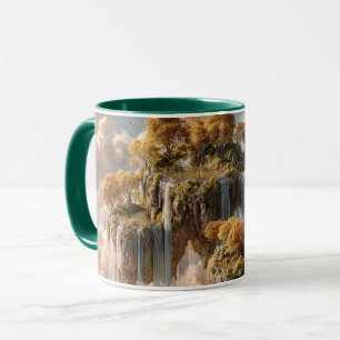Surreal Floating Islands With Golden Trees Mug