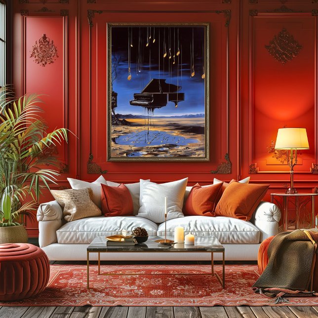 Surreal Floating Piano with Musical Notes Poster (Creator Uploaded)