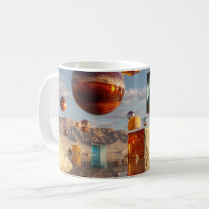 Surreal Floating Spheres And Cubes Coffee Mug