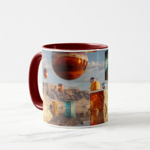 Surreal Floating Spheres And Cubes Mug