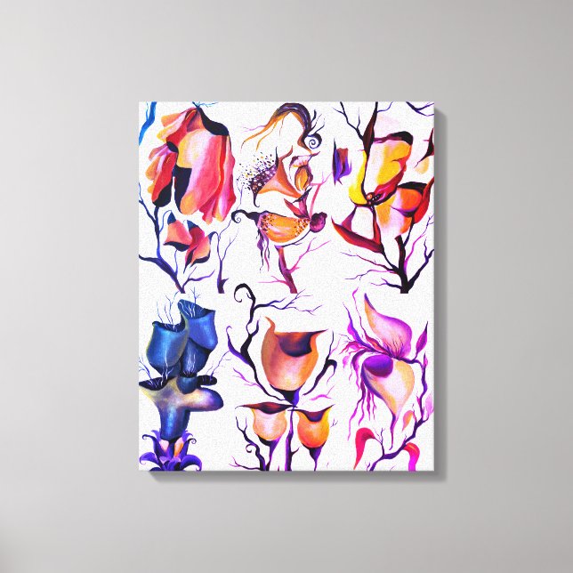 Surreal Floral Abstraction – Bold Colour Bloom Art Canvas Print (Front)