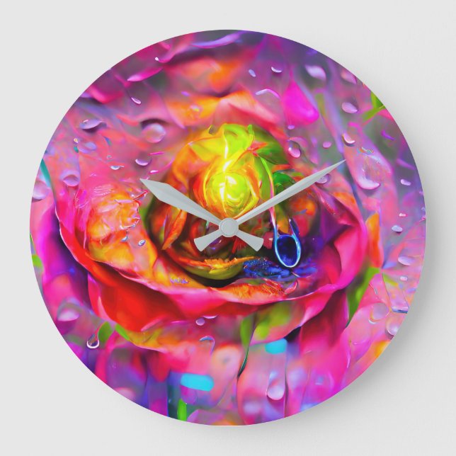 Surreal Floral Art Large Clock (Front)
