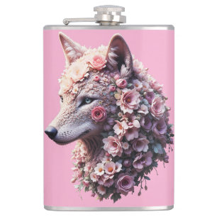 Surreal Floral Fox Dreamy Fantasy Illustration Hip Flask