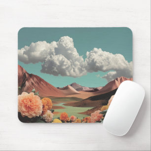 Surreal Floral Mountainscape With Dramatic Clouds Mouse Mat