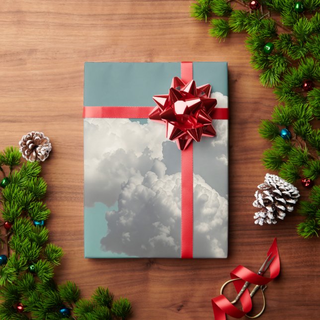 Surreal Floral Mountainscape With Dramatic Clouds Wrapping Paper (Holiday Gift)