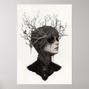 Surreal Forest Spirit: Haunting Nature Portrait Poster