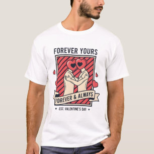 Surreal "Forever Yours" Heart-Headed Couple T-Shirt