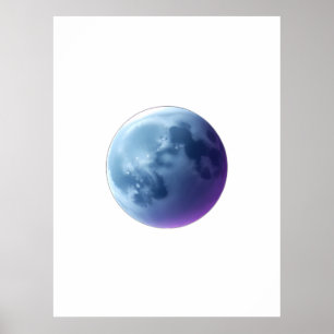Surreal Full Moon with Colorful Cloud Patterns Poster