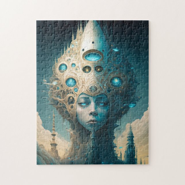 Surreal Futuristic Alien Woman Lanscape Jigsaw Puzzle (Vertical)