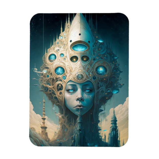 Surreal Futuristic Alien Woman Lanscape Magnet (Vertical)