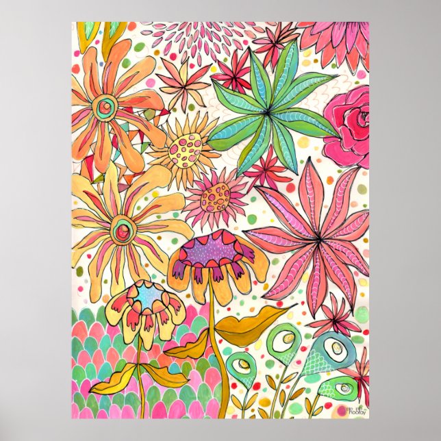 Surreal Garden Floral Gouache Ink Art Artist Print (Front)