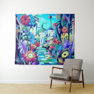 Surreal Garden - Floral Illustration design 2 Tapestry