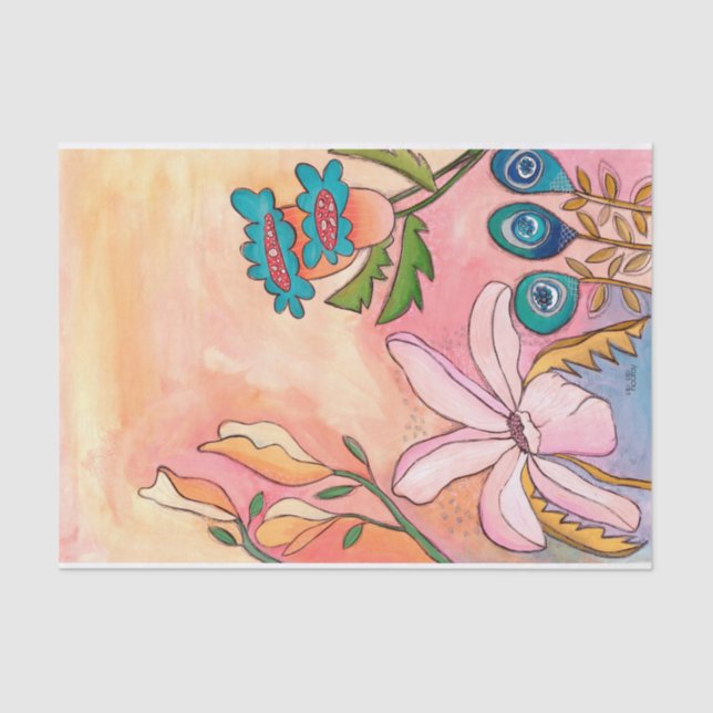 Surreal Garden Gouache Ink Art Artist Print Tissue Paper (Front)