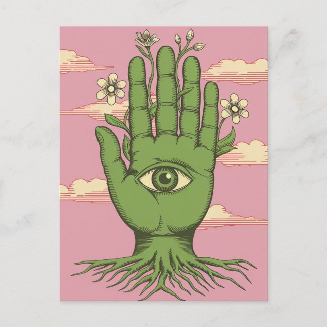 Surreal Gardeners Green Hand Postcard (Front)