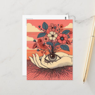 Surreal Gardeners Hand with eye Postcard