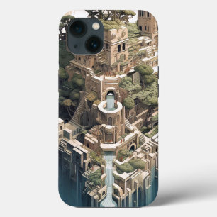 Surreal Geometric City Landscape Fantasy Art iPhone 13 Case