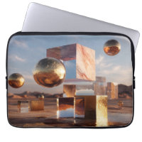 Surreal Geometric Composition With Golden Spheres