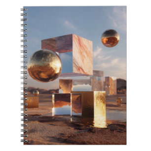 Surreal Geometric Composition With Golden Spheres Notebook