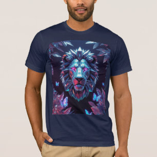 Surreal Geometric Lion Jungle – Futuristic T-Shirt
