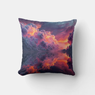 Surreal Glowing Sunset Clouds Reflected In Water Cushion