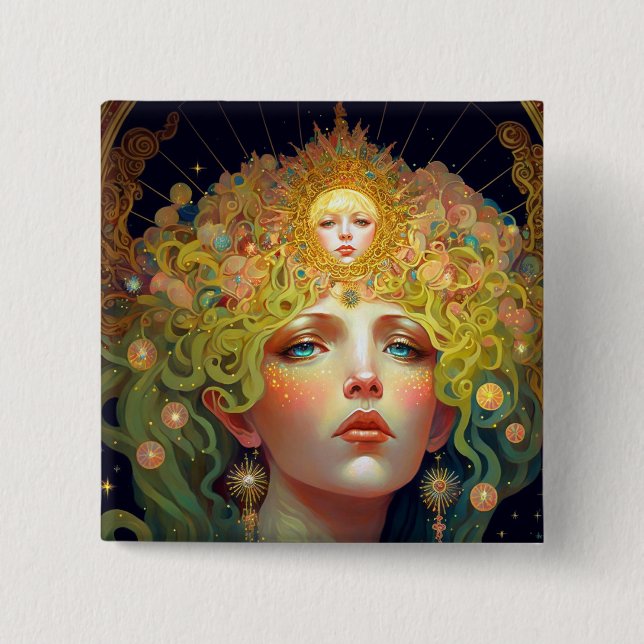 Surreal Goddess Fantasy Art 15 Cm Square Badge (Front)