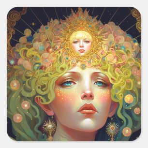 Surreal Goddess Fantasy Art Square Sticker