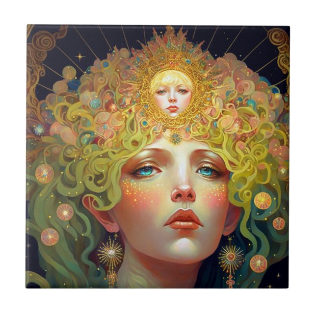 Surreal Goddess Fantasy Art Tile (Front)