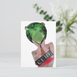 Surreal Green Gemstone Lady Collage Postcard