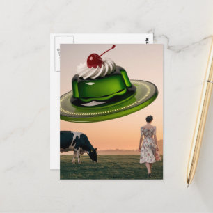 Surreal Green Sweet Treat in the Dairy Pasture Postcard