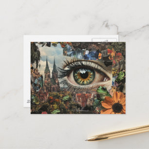 Surreal Hazel Eye Looking at the City Postcard