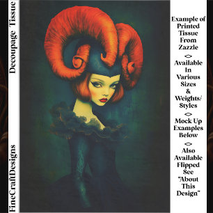 Surreal Horned Woman, Gothic Aries FK5R Decoupage Tissue Paper