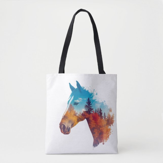 Surreal Horse in Autumn Forest Tote Bag (Front)