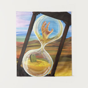 Surreal Hourglass Dark Aesthetic Gothic Desert Tapestry