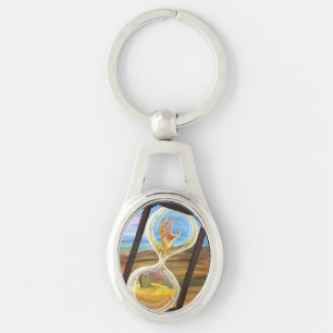Surreal Hourglass Dark Aesthetic Memento Mori Key Ring