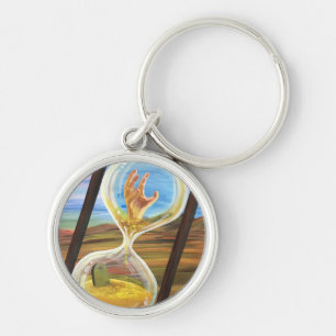 Surreal Hourglass Memento Mori Dark Gothic Desert Key Ring
