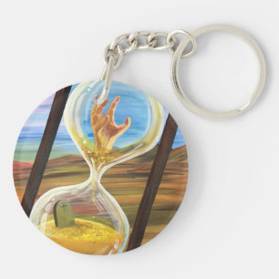 Surreal Hourglass Memento Mori Dark Gothic Key Ring