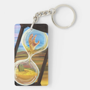 Surreal Hourglass Memento Mori Gothic Dark Desert Key Ring
