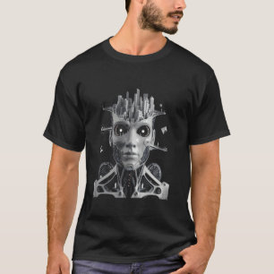 Surreal Humanoid Face Futuristic and Abstract Art T-Shirt