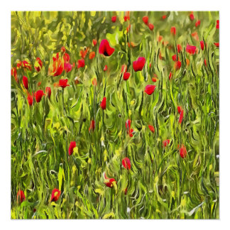 Surreal Hypnotic Poppies Poster