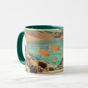 Surreal Interior with Fish and Moonlit Landscape Mug